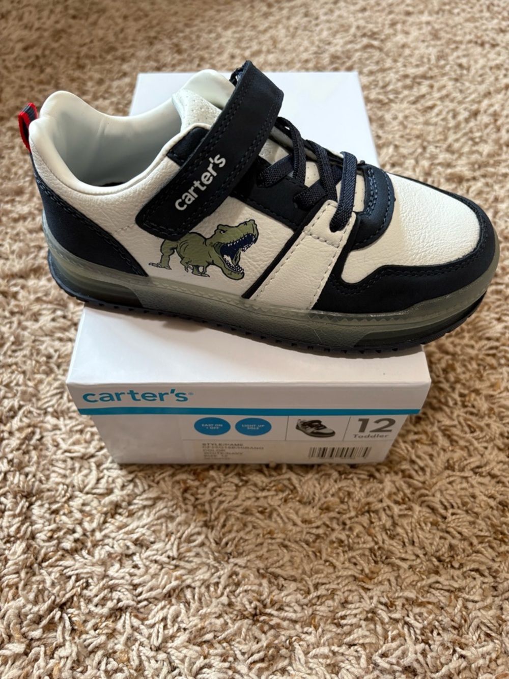 Carter’s Hirano Toddler Casual Light Up Dinosaur Sneakers size 12 NEW!!
